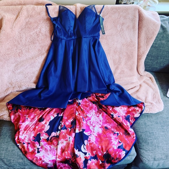 half pink half blue dress